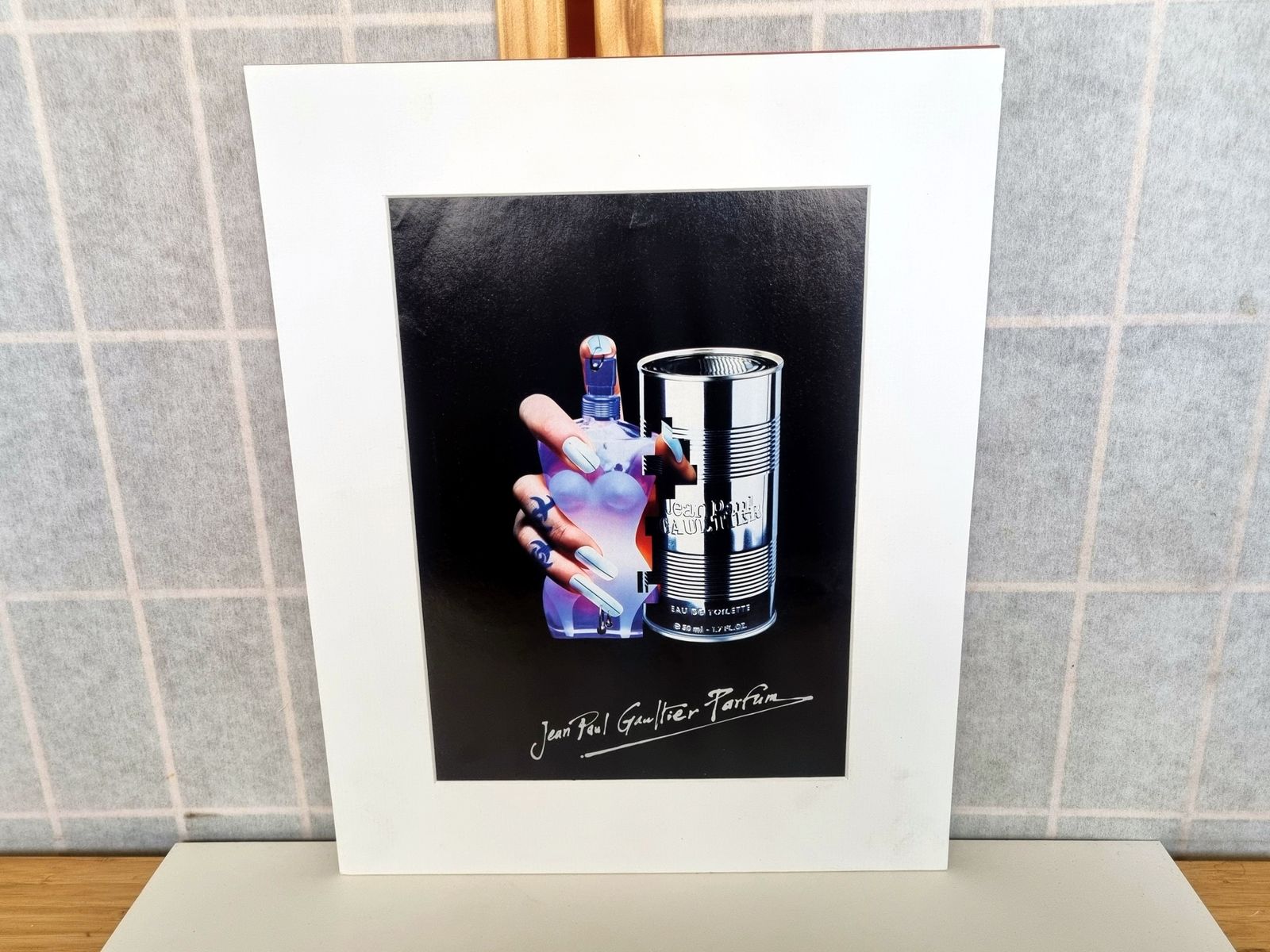 Designer Fragrance Advertisement Print, Jean Paul Gaultier Perfume Campaign, 1990s Fashion Magazine Art, Mounted
