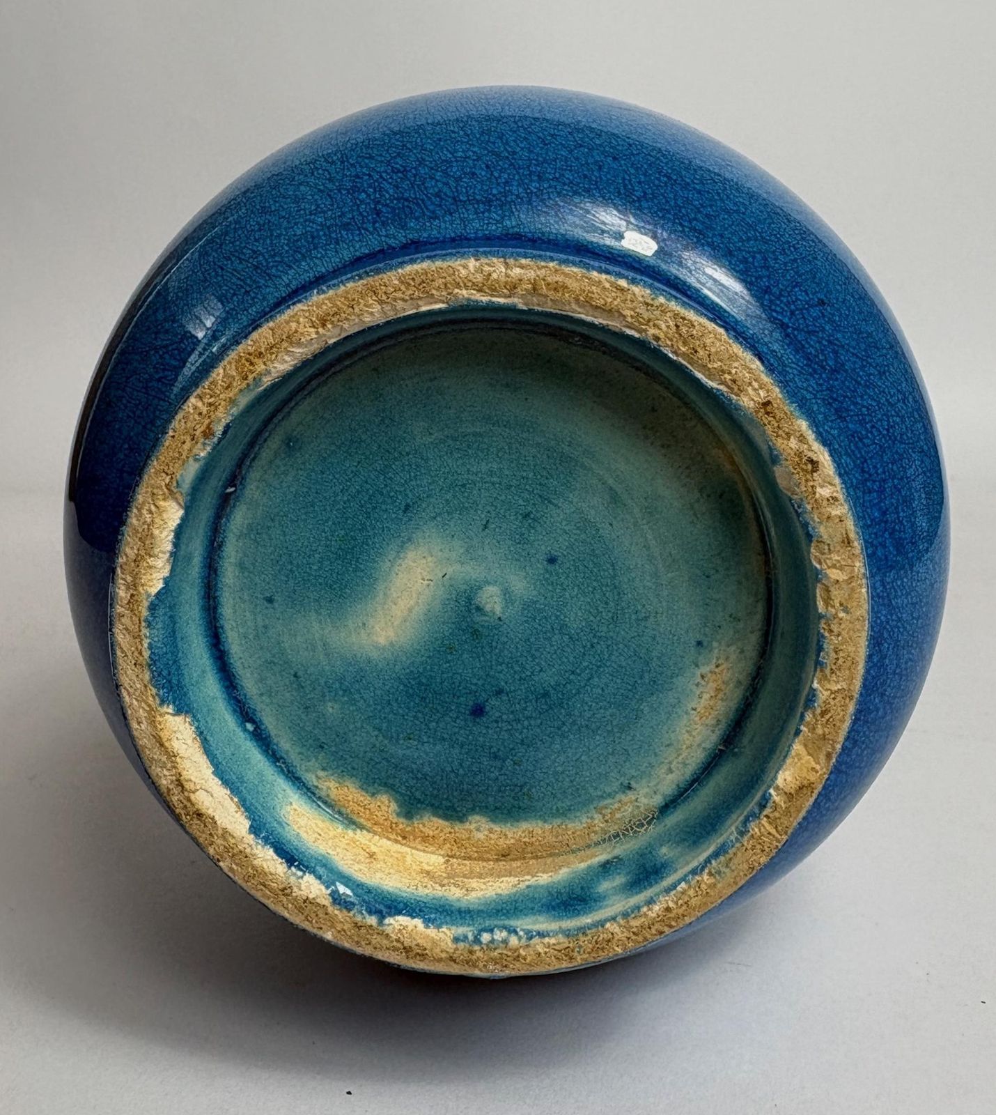 Kyoto Ware Bottle Vase – Blue To Cream Ombré Glaze   Japanese Meiji Period photo buy