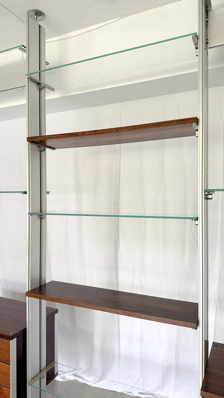 photo furniture Modular Shelving Or Room Divider In Metal And Wood Veneer