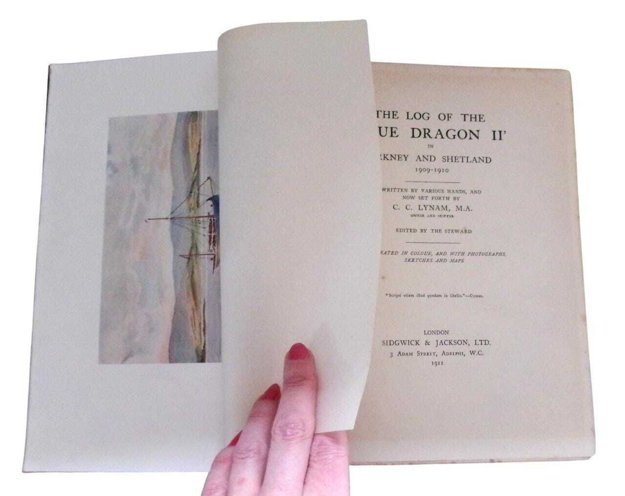1911 Yachting Travelogue Log Of The Blue Dragon II, Orkney & Shetland, First Edition, Antique Travel photo Home Decor