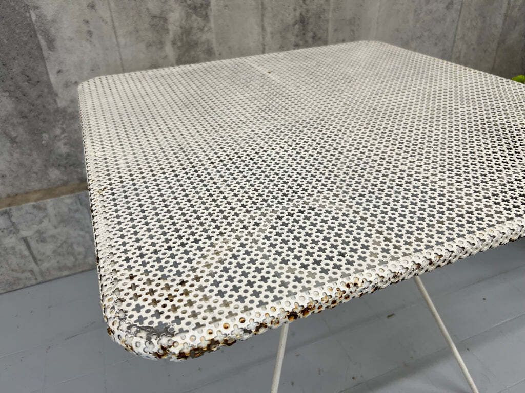 Metal Garden Perforated Square Table photo for sale