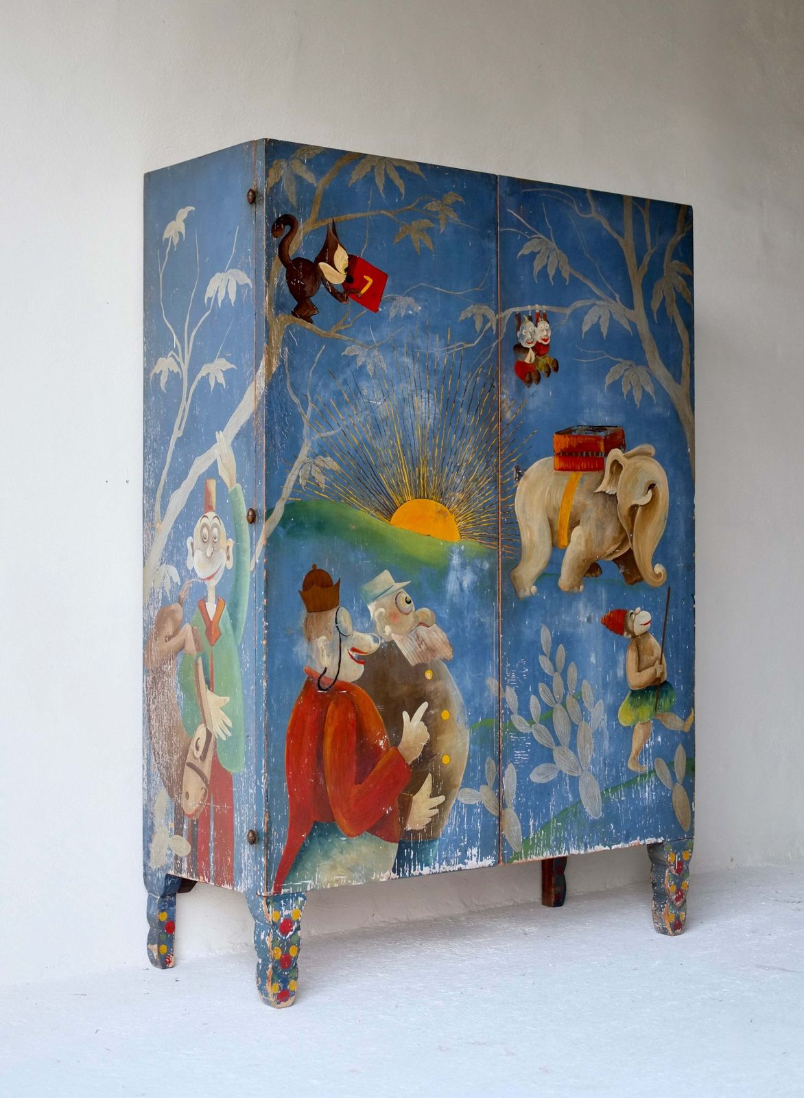 1920’s Italian Cabinet With Painted Figures From Corriere Dei Piccoli photo furniture