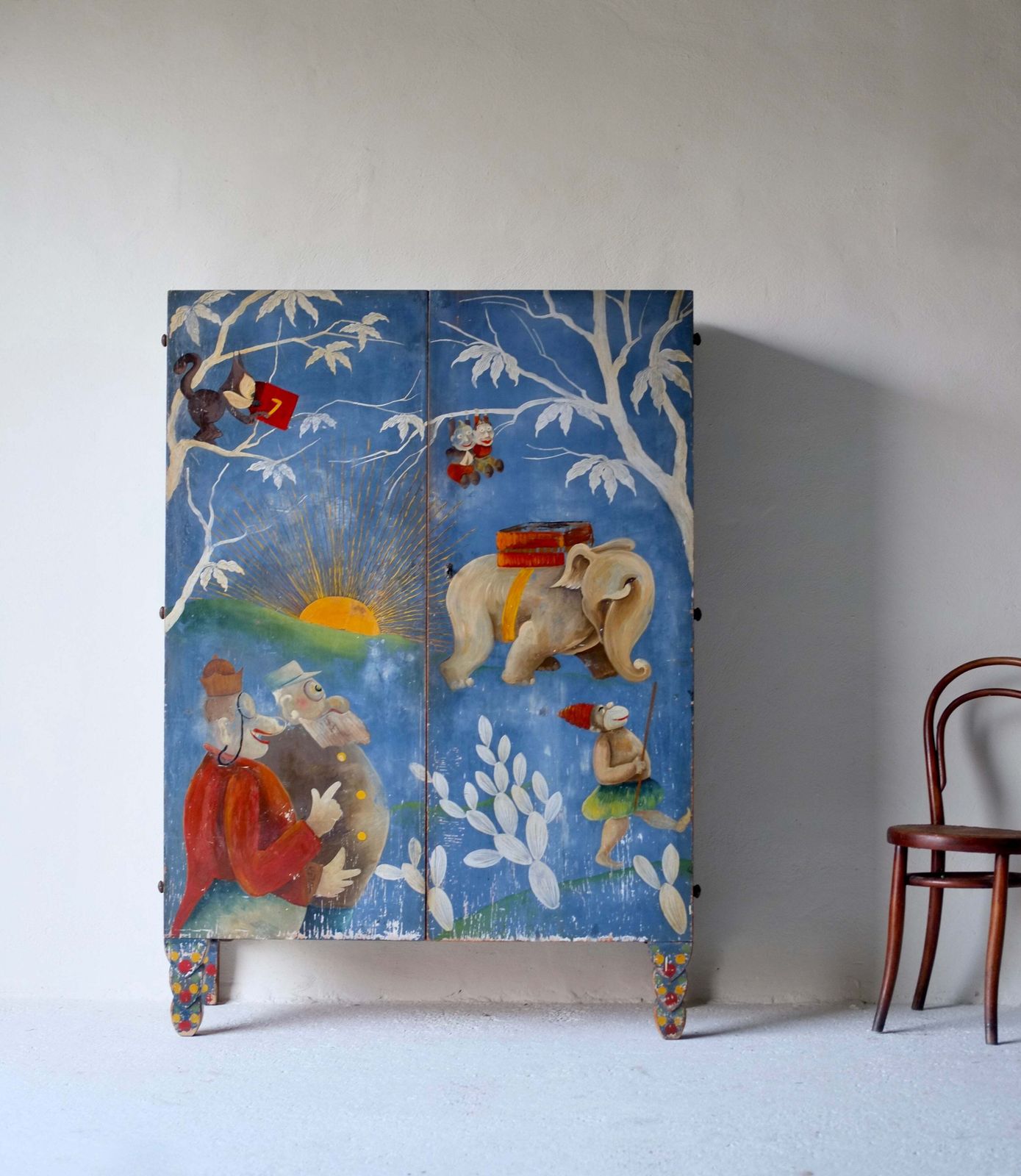 1920’s Italian Cabinet With Painted Figures From Corriere Dei Piccoli photo Furniture