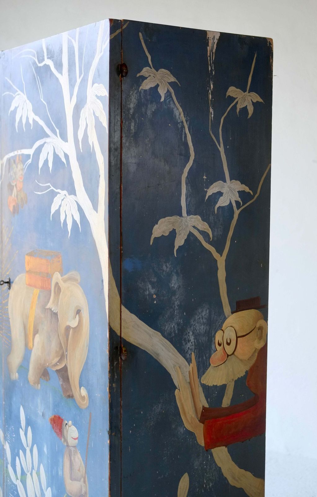 photo for sale 1920’s Italian Cabinet With Painted Figures From Corriere Dei Piccoli