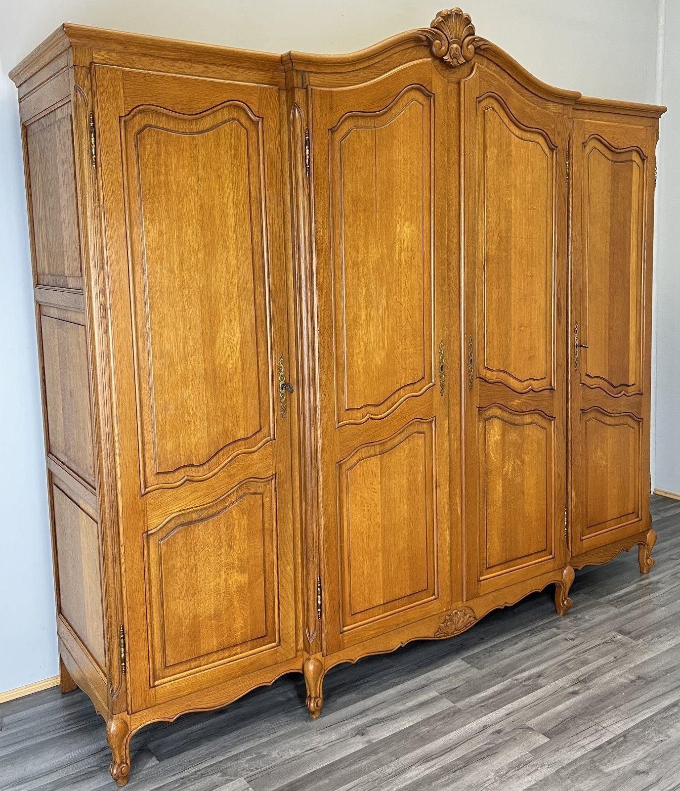 Wardrobe Vintage French Louis XVI Style Oak Four Door Armoire Lot 4820 photo furniture