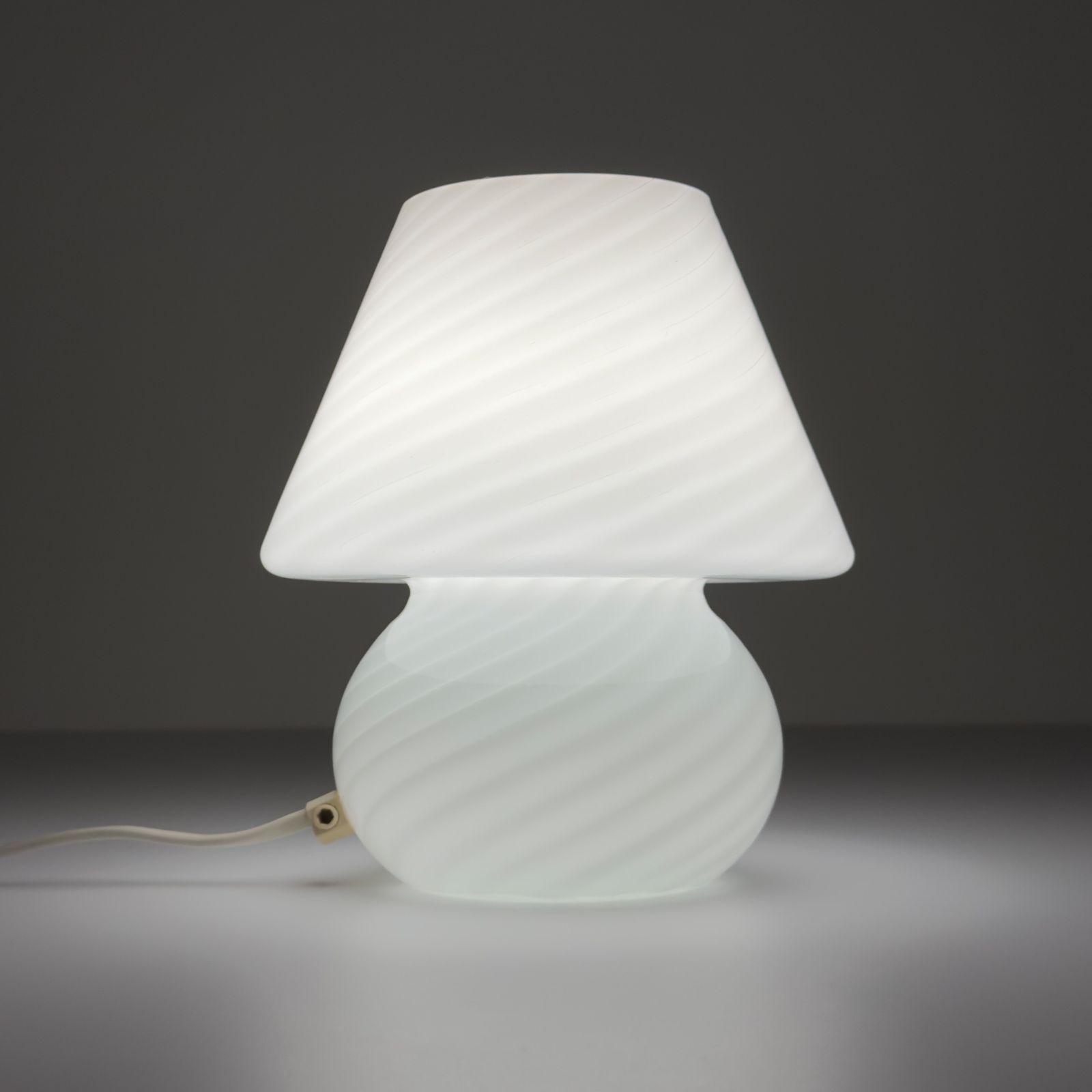 455.0 Original Vintage Swirl Murano Glass Table Lamp Mushroom, Italy 1970s photo