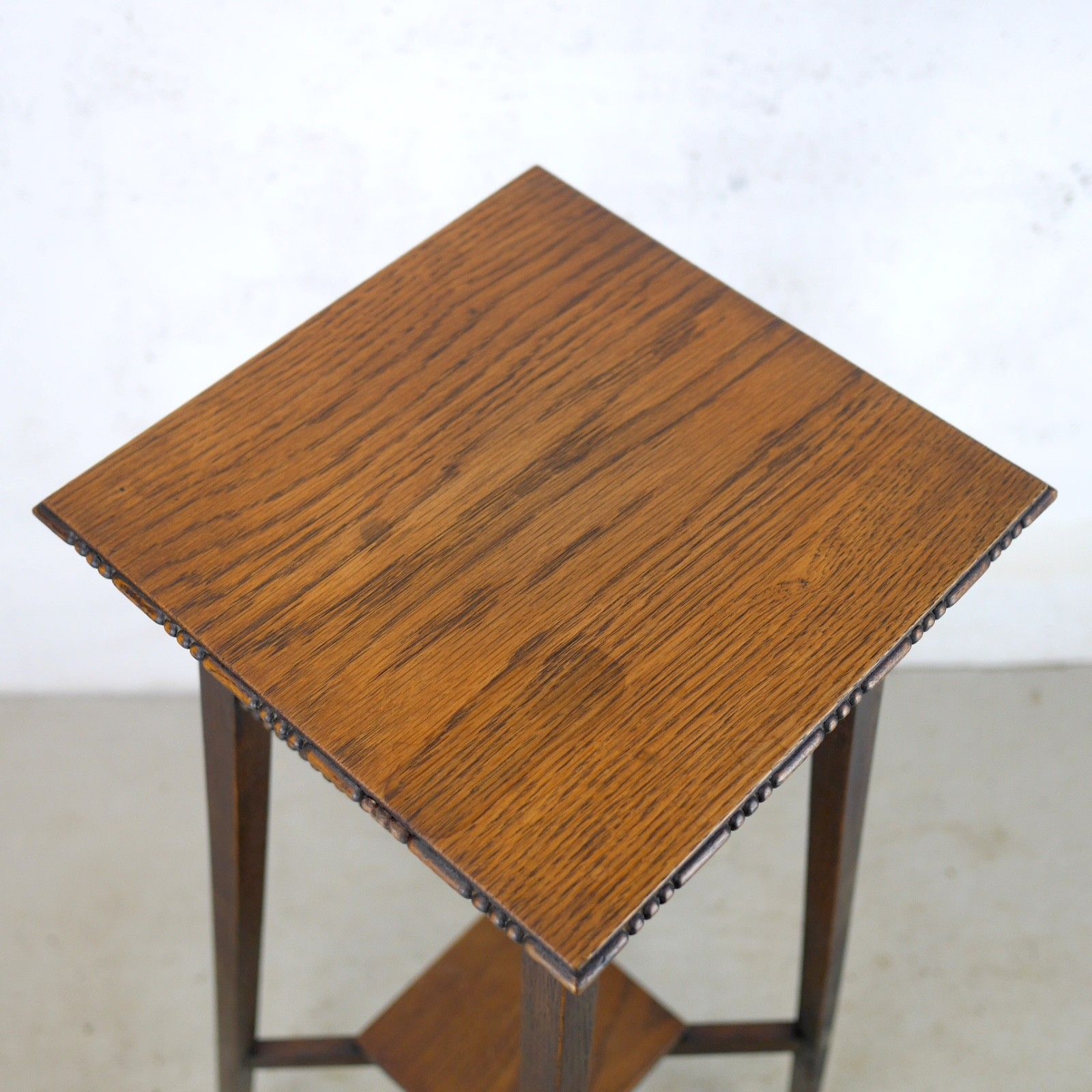 photo furniture Tall Antique Arts & Crafts Oak Torchere Plant Stand Liberty Style #103113