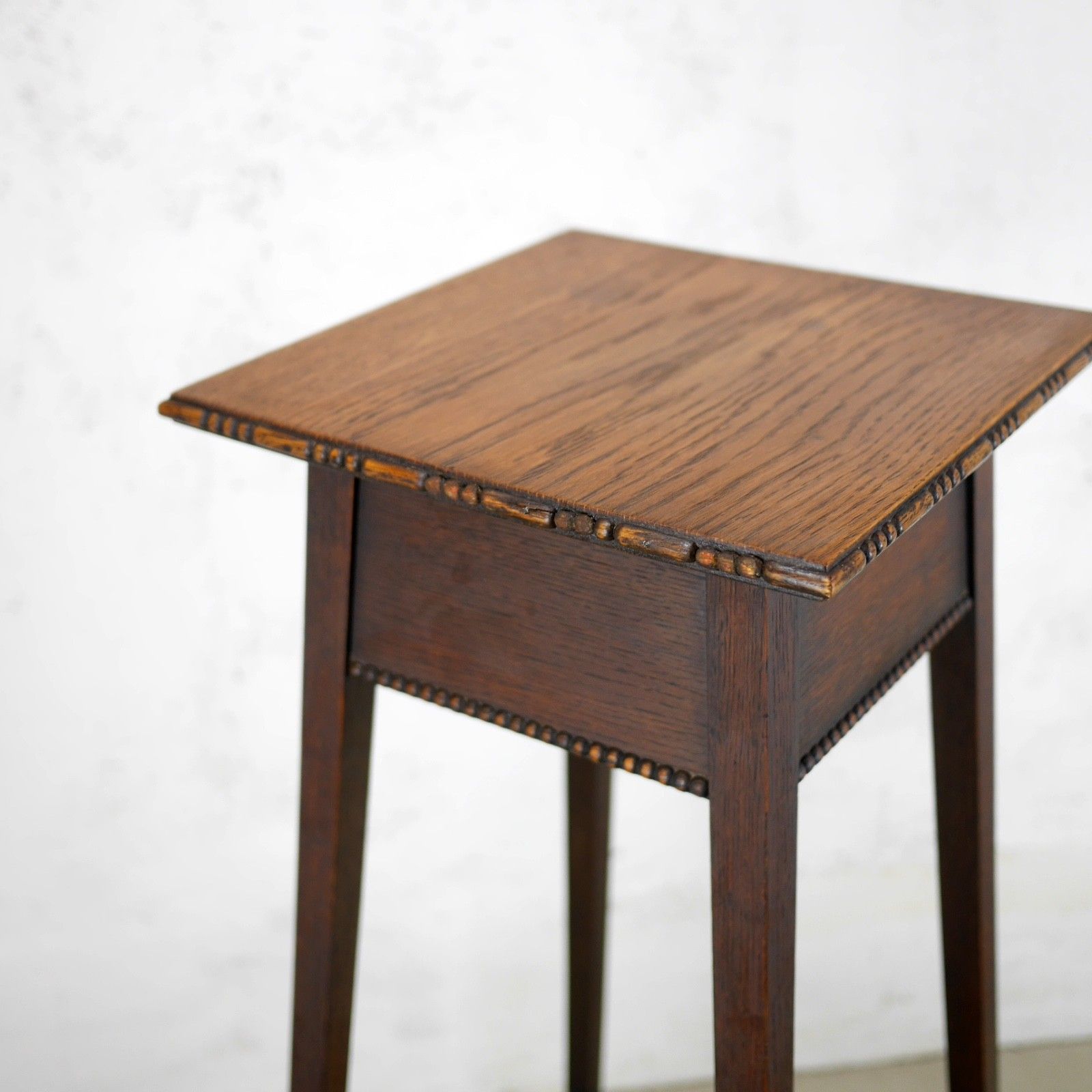 photo vintage Tall Antique Arts & Crafts Oak Torchere Plant Stand Liberty Style #103113
