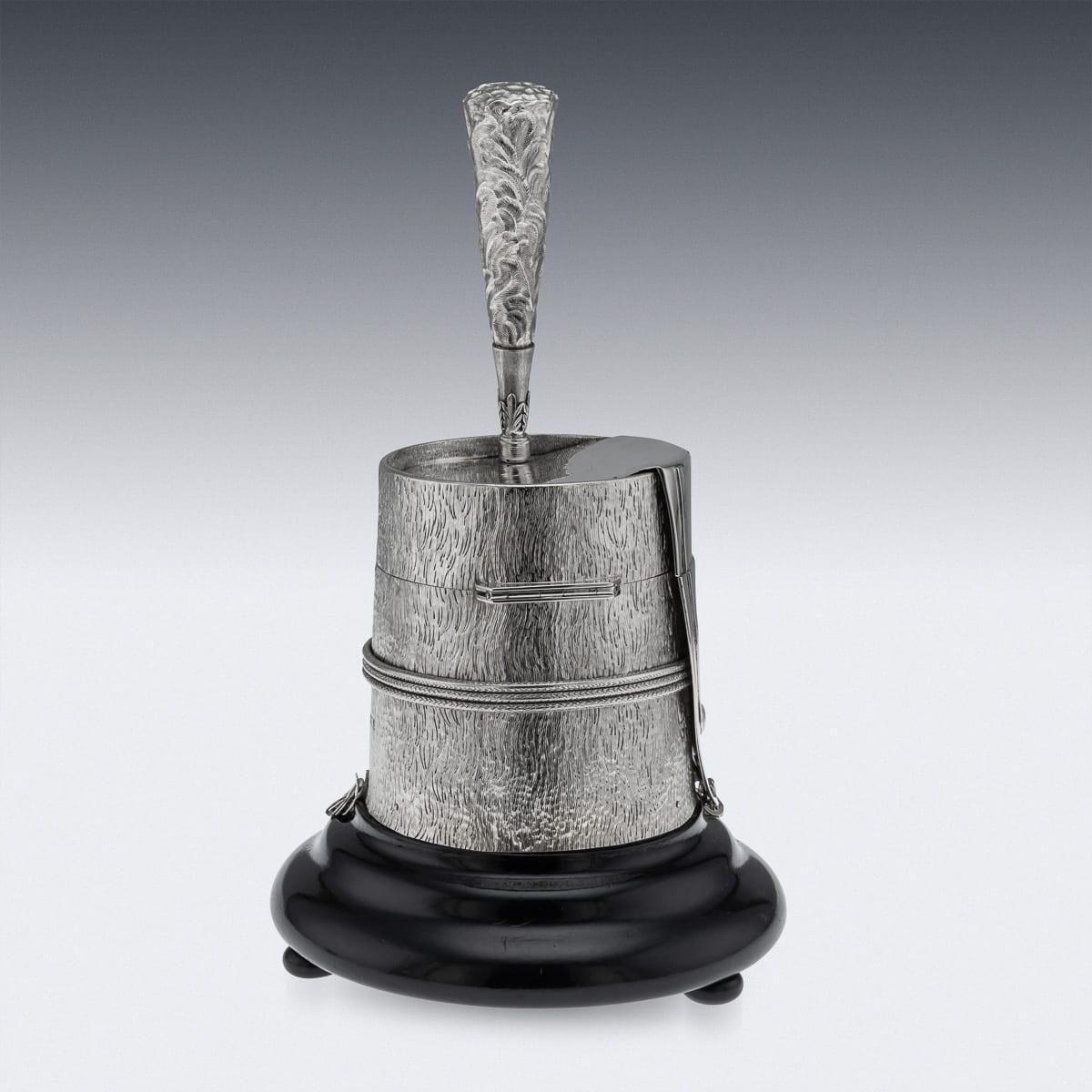Antique English Silver Regimental Snuff Mull With Ebonised Base, 1908 photo 8764.0