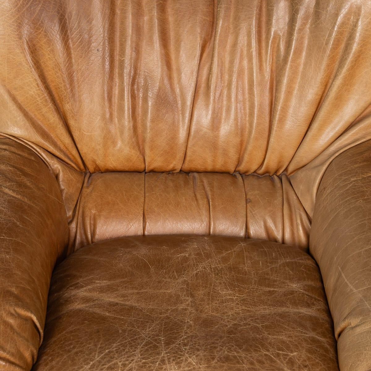 photo for sale Vintage 20thc Pair Of Italian Leather Lounge Chairs By Rossi Di Albizzate C.1970