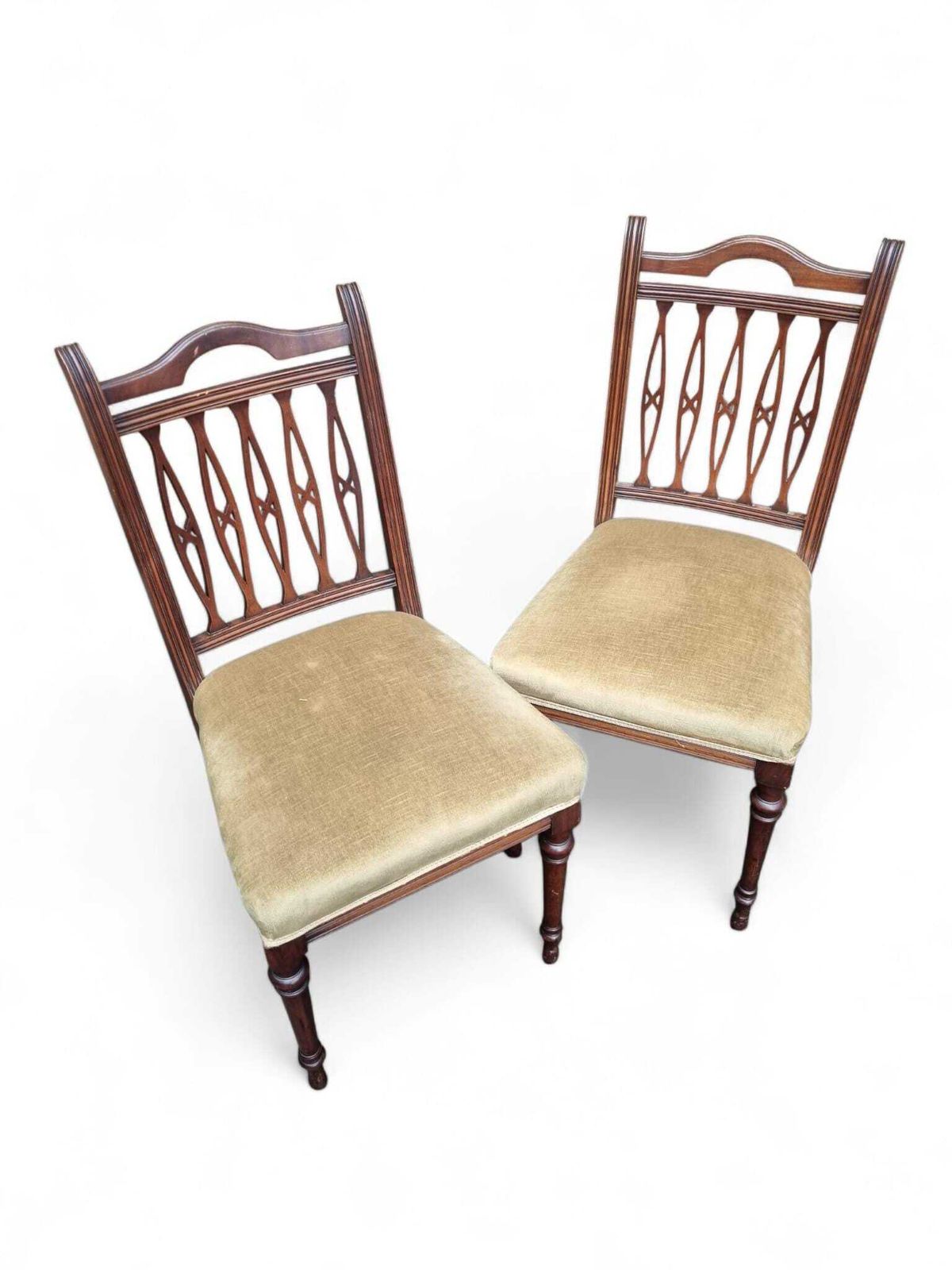 Antique Dining Chairs / Upholstered Seats / C.1930 / Set Of 4 photo 400.0