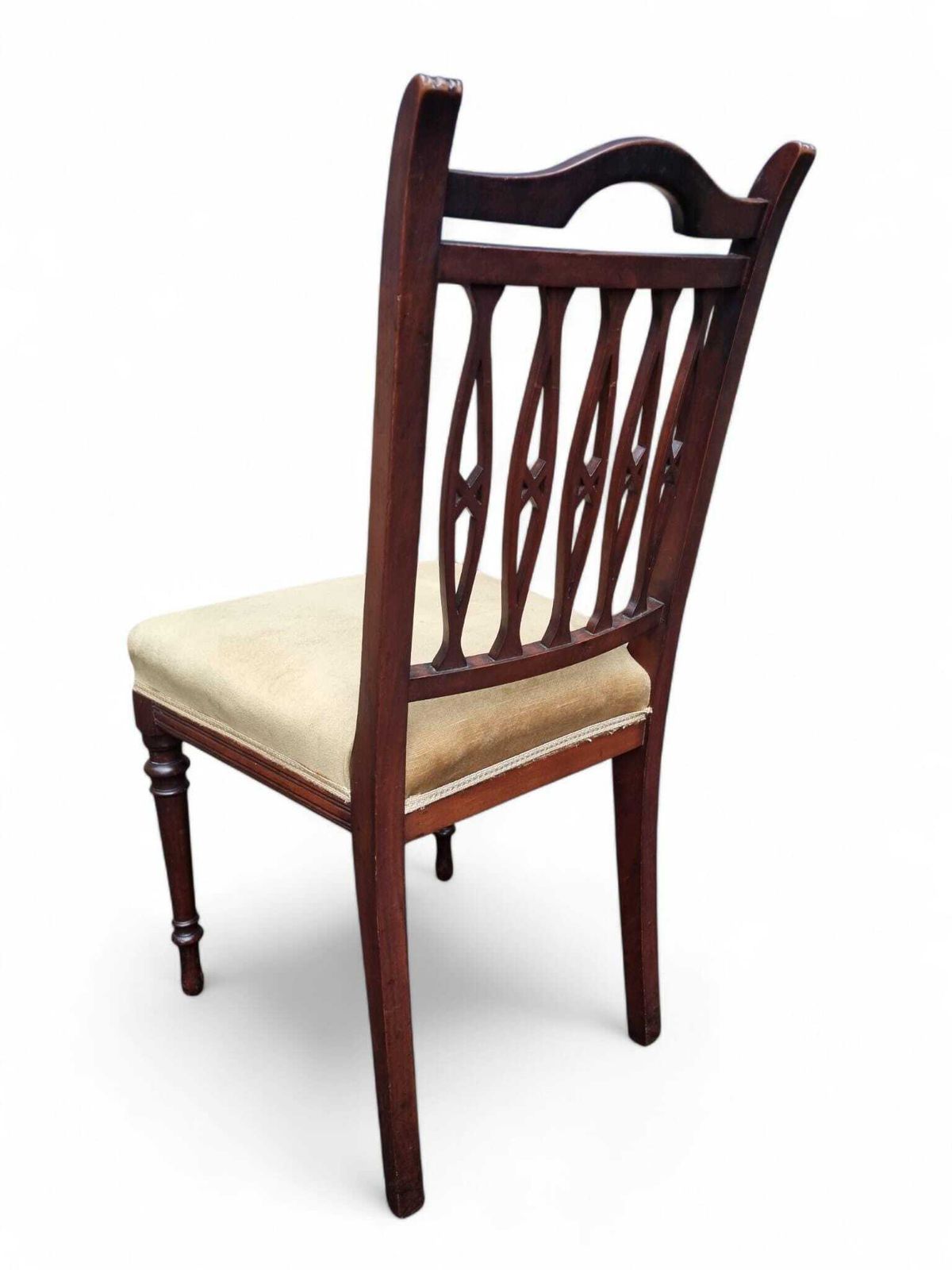 Antique Dining Chairs / Upholstered Seats / C.1930 / Set Of 4 photo vintage