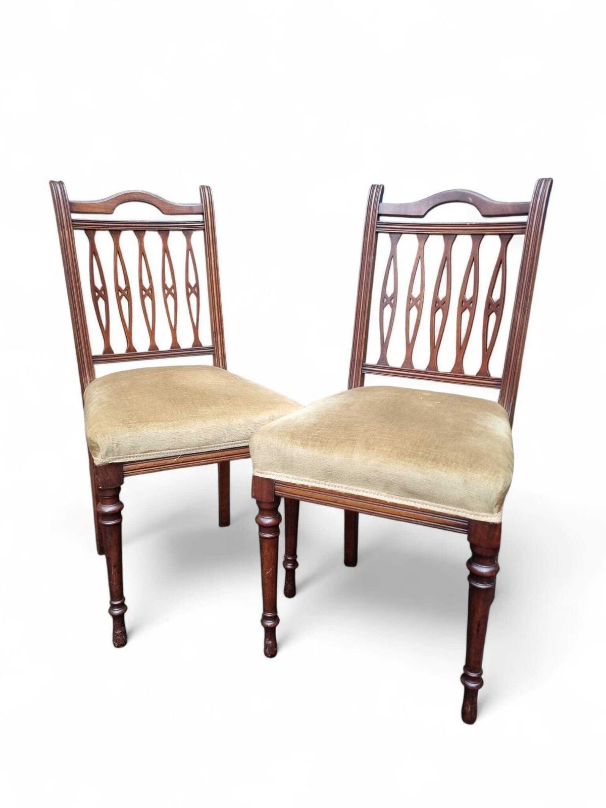 photo furniture Antique Dining Chairs / Upholstered Seats / C.1930 / Set Of 4