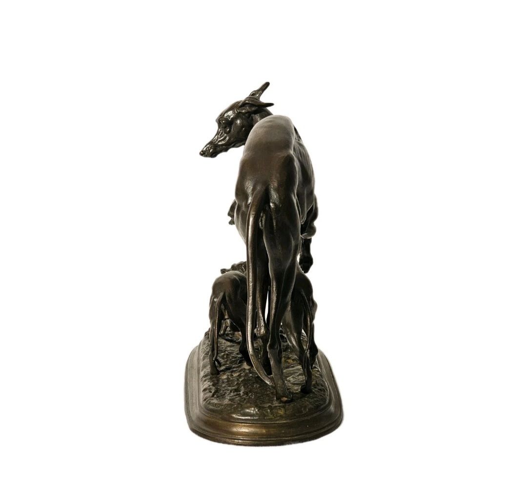 Art A Bronze Sculpture Of A Group Of Greyhound Dogs  By Antoine Louis Barye photo