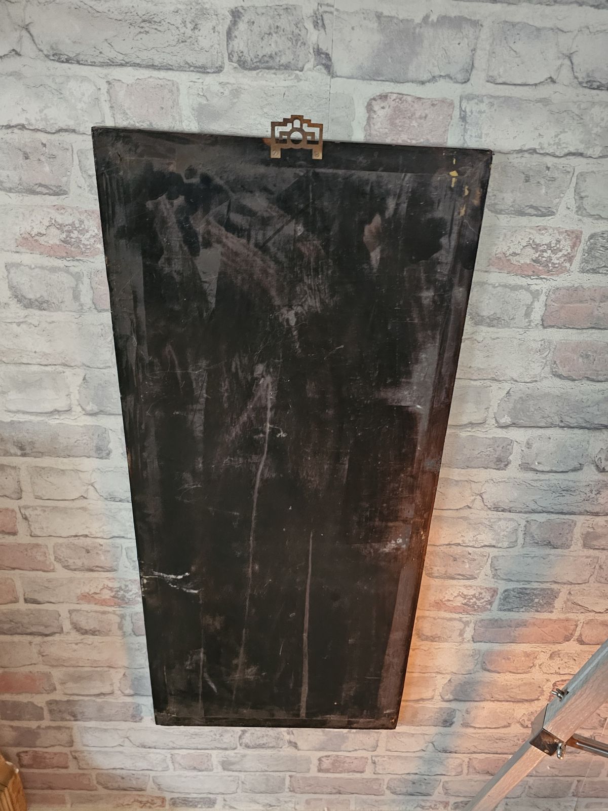 Vintage Black Lacquered Wall Panel With Mother Of Pearl Inlay photo Art
