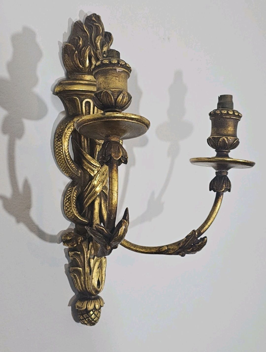 An Antique Pair Of Italian Carved Gilt Wood Wall Sconce, Entwined Snakes photo buy