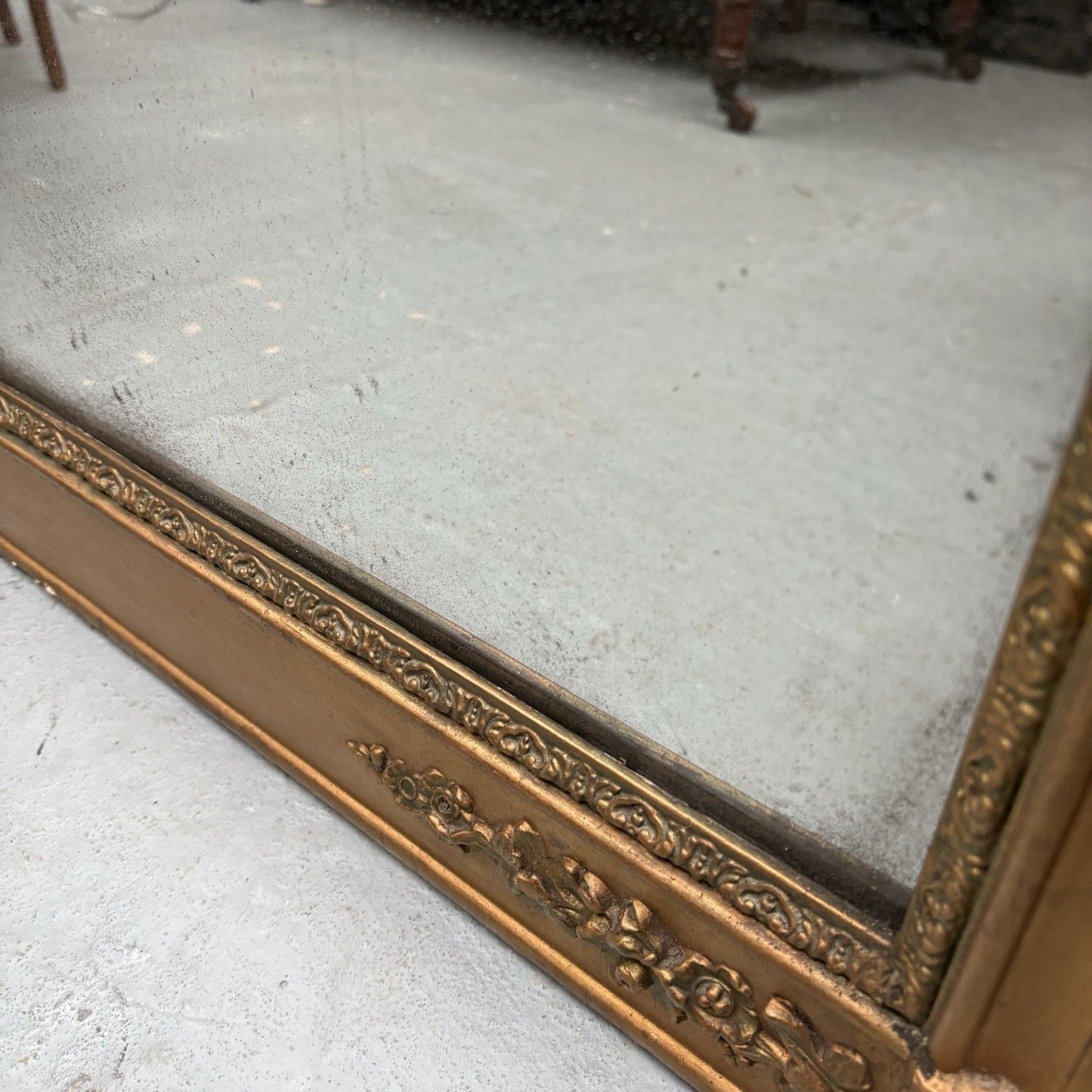 photo furniture Antique French Empire Gilt Over Mantle Mirror C1830 148 X 100 Cm Light Foxing