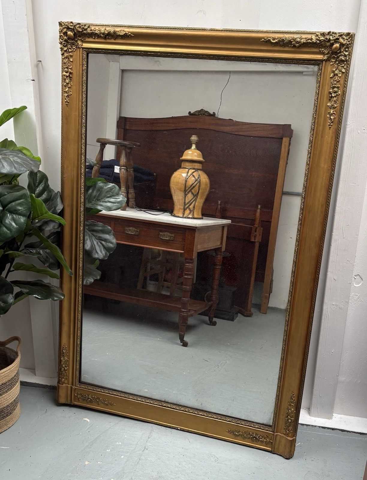 photo vintage Antique French Empire Gilt Over Mantle Mirror C1830 148 X 100 Cm Light Foxing