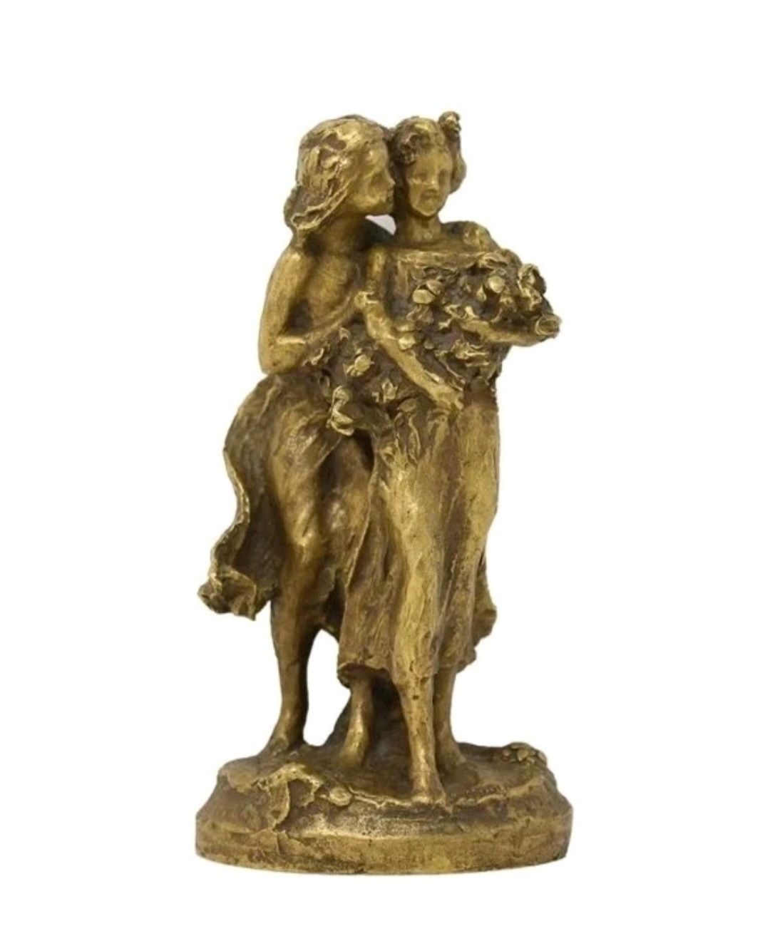 Art A Signed François Raoul Larche Gilt Bronze Figure Of Two Girls photo