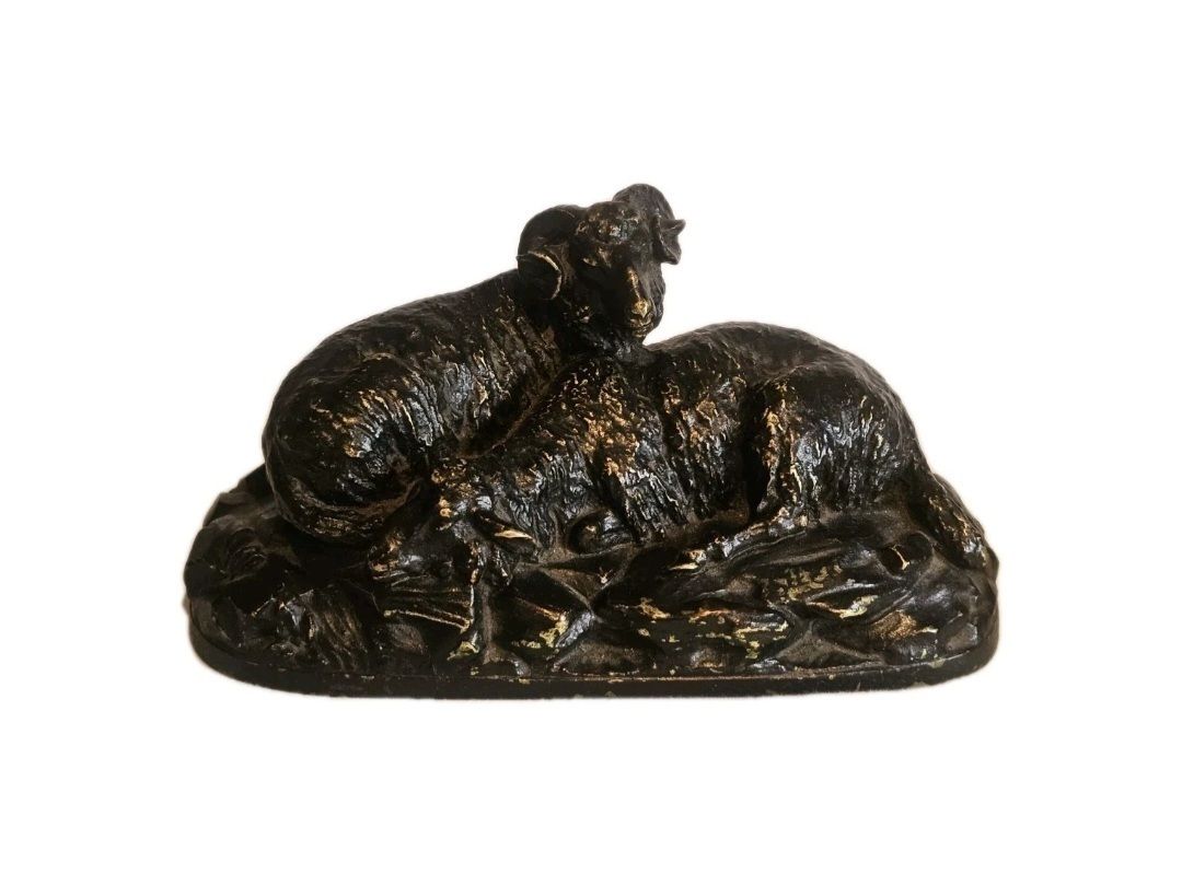 A 19thc Pair Of Signed Andrea Buci Bronze Sculptures Modelled As Ram And Sheep photo furniture