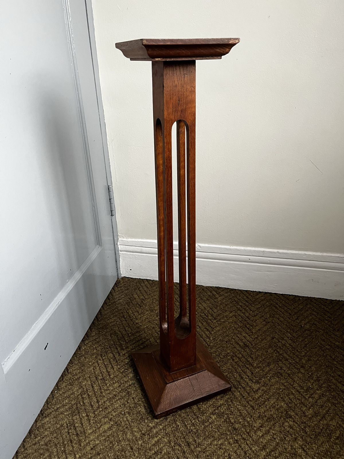 Arts & Crafts Oak Pedestal / Bust Stand, C.1900–1925 photo furniture