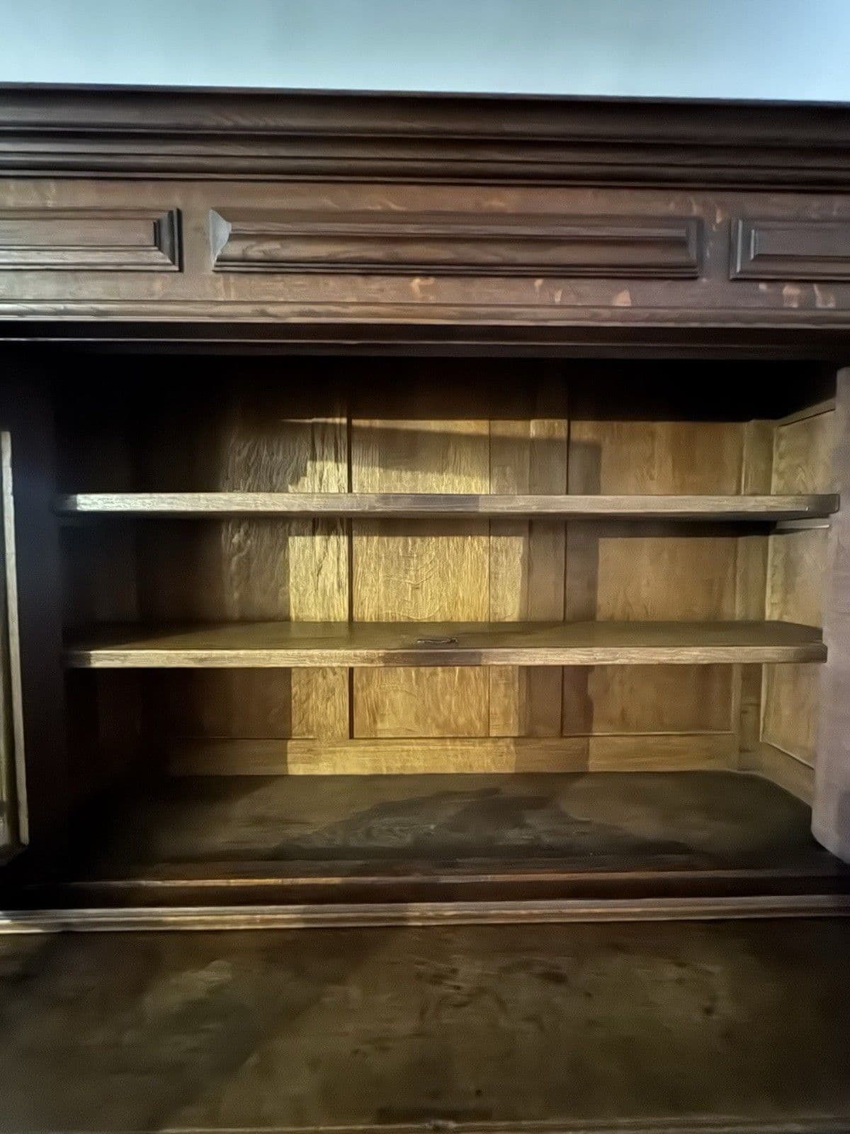 photo vintage Antique French Carved Glazed Buffet De Corps Dresser Cupboard Server Cabinet.