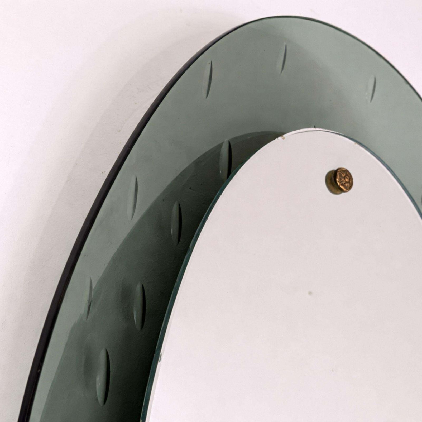 1960s Mid Century Italian Wall Mirror By Cristal Arte, Concave Frame photo buy