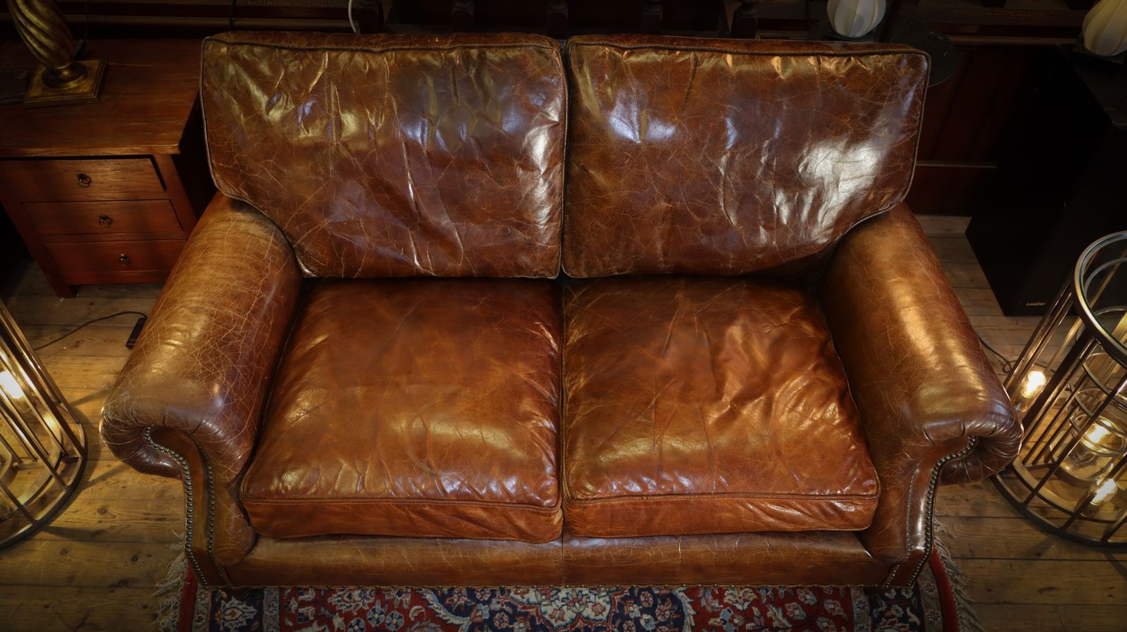 Stunning Timothy Oulton Balmoral Sofa With Leather Armchair Set Antique Whisky photo for sale