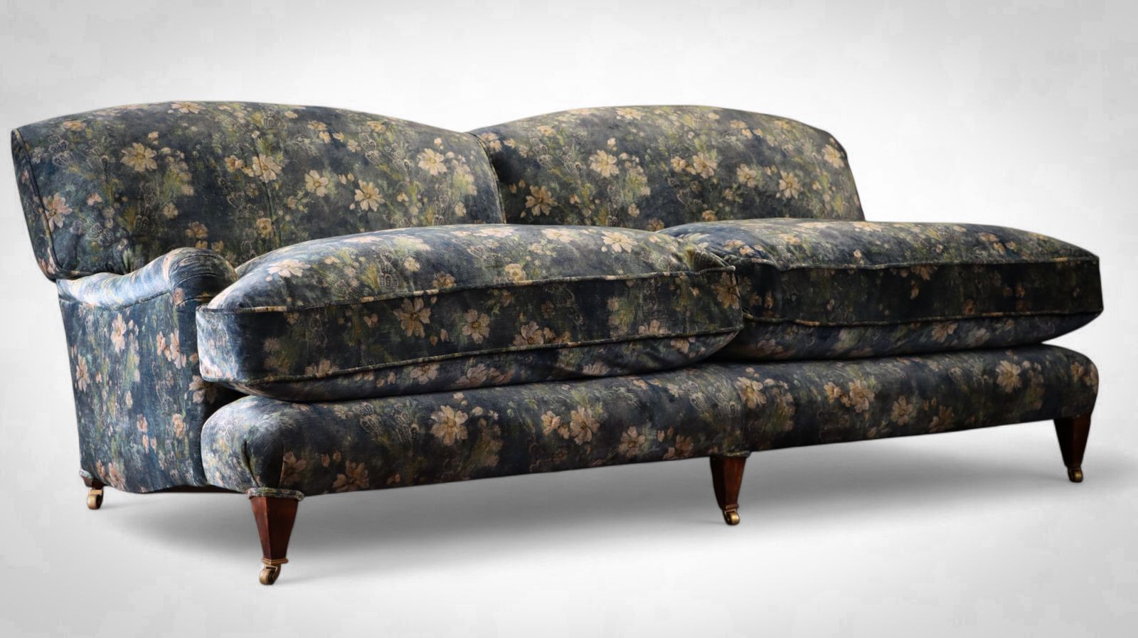 Exquisite George Smith Signature Large 2 Seater Sofa Gp & J Baker Jade Velvet