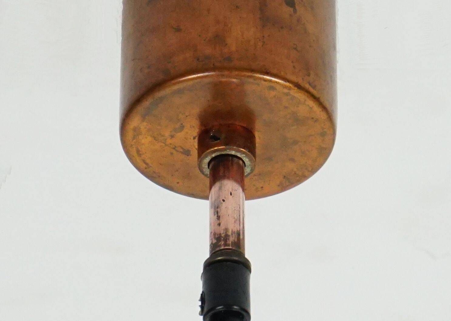 photo for sale Mid Century Pendant Lamp In Flamed Copper And Blue Glass From The 1960s, 3 Available
