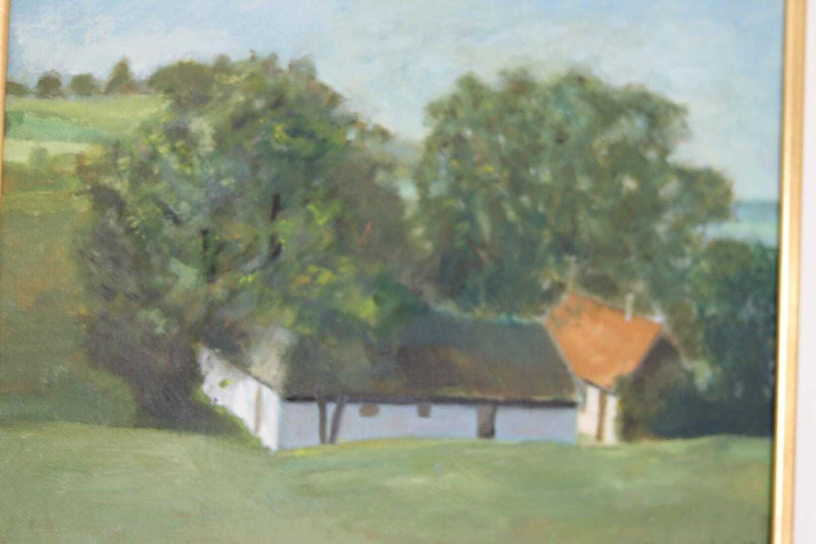 Original Swedish Oil On Canvas – “Landscape With Farm” By H. Engkvist – Dated 1983 – Vintage & Framed – 41 × 50 Cm (16.1" × 19.7") photo buy