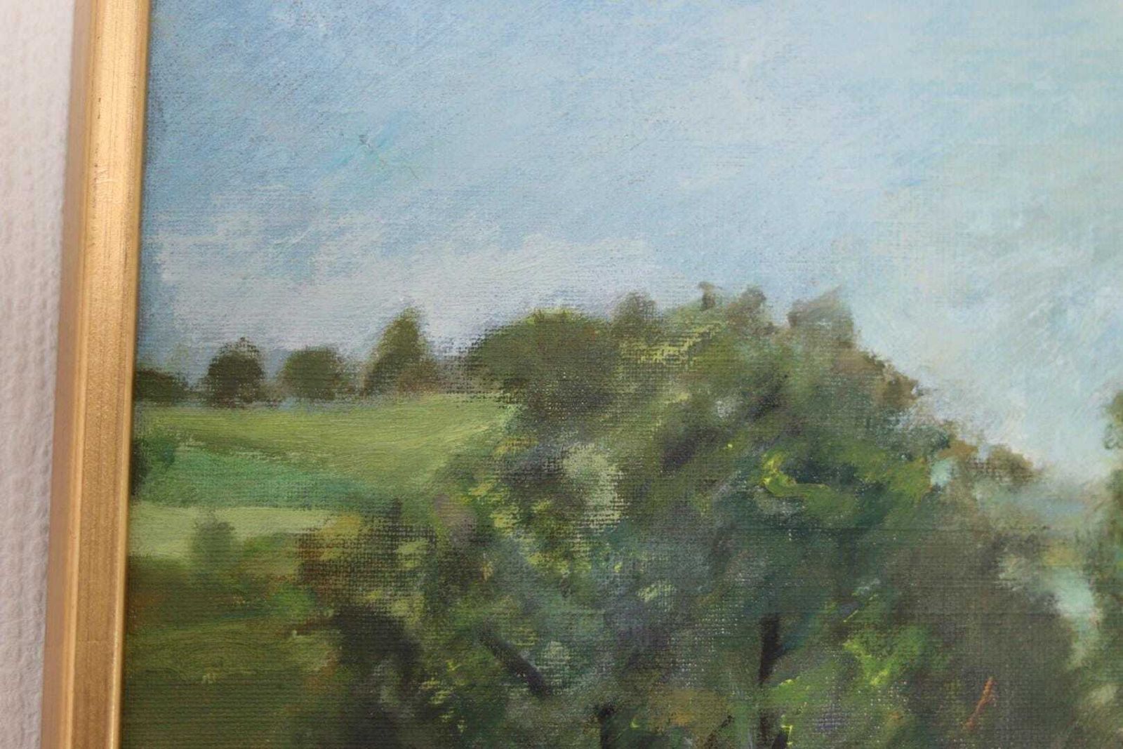 315.0 Original Swedish Oil On Canvas – “Landscape With Farm” By H. Engkvist – Dated 1983 – Vintage & Framed – 41 × 50 Cm (16.1" × 19.7") photo