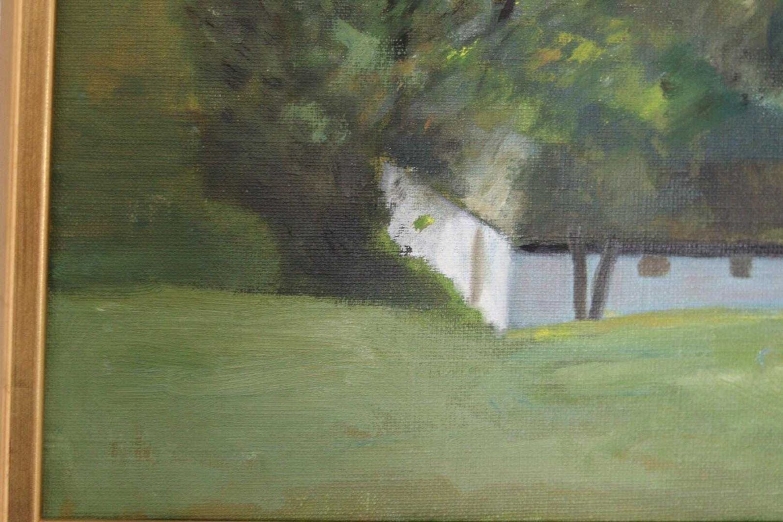 photo vintage Original Swedish Oil On Canvas – “Landscape With Farm” By H. Engkvist – Dated 1983 – Vintage & Framed – 41 × 50 Cm (16.1" × 19.7")