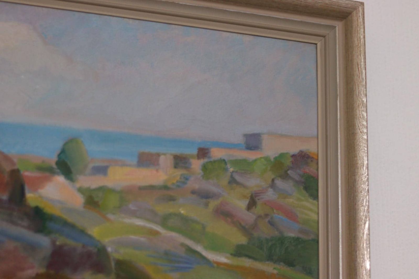 photo for sale Original Swedish Oil On Panel – “Coastal Landscape” By Carl Deelsbo (1908–1982) – Vintage & Framed – 45.5 × 53.5 Cm (17.9" × 21.1")