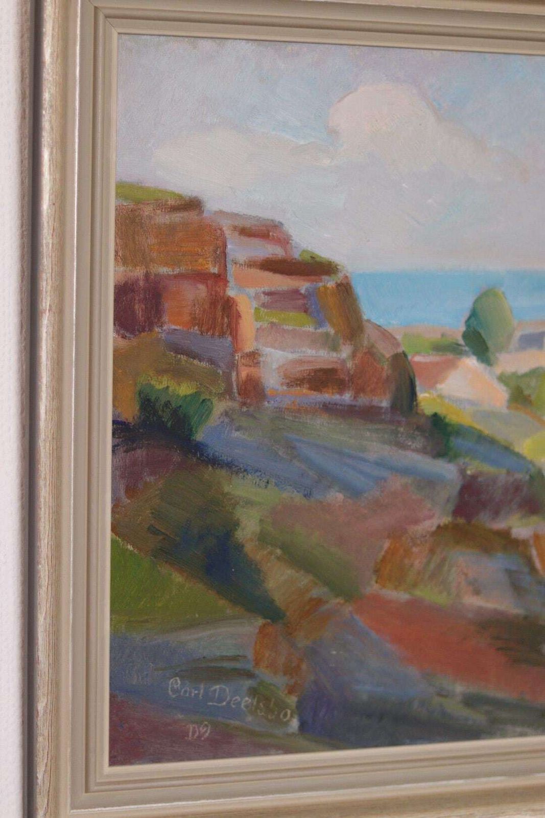 315.0 Original Swedish Oil On Panel – “Coastal Landscape” By Carl Deelsbo (1908–1982) – Vintage & Framed – 45.5 × 53.5 Cm (17.9" × 21.1") photo