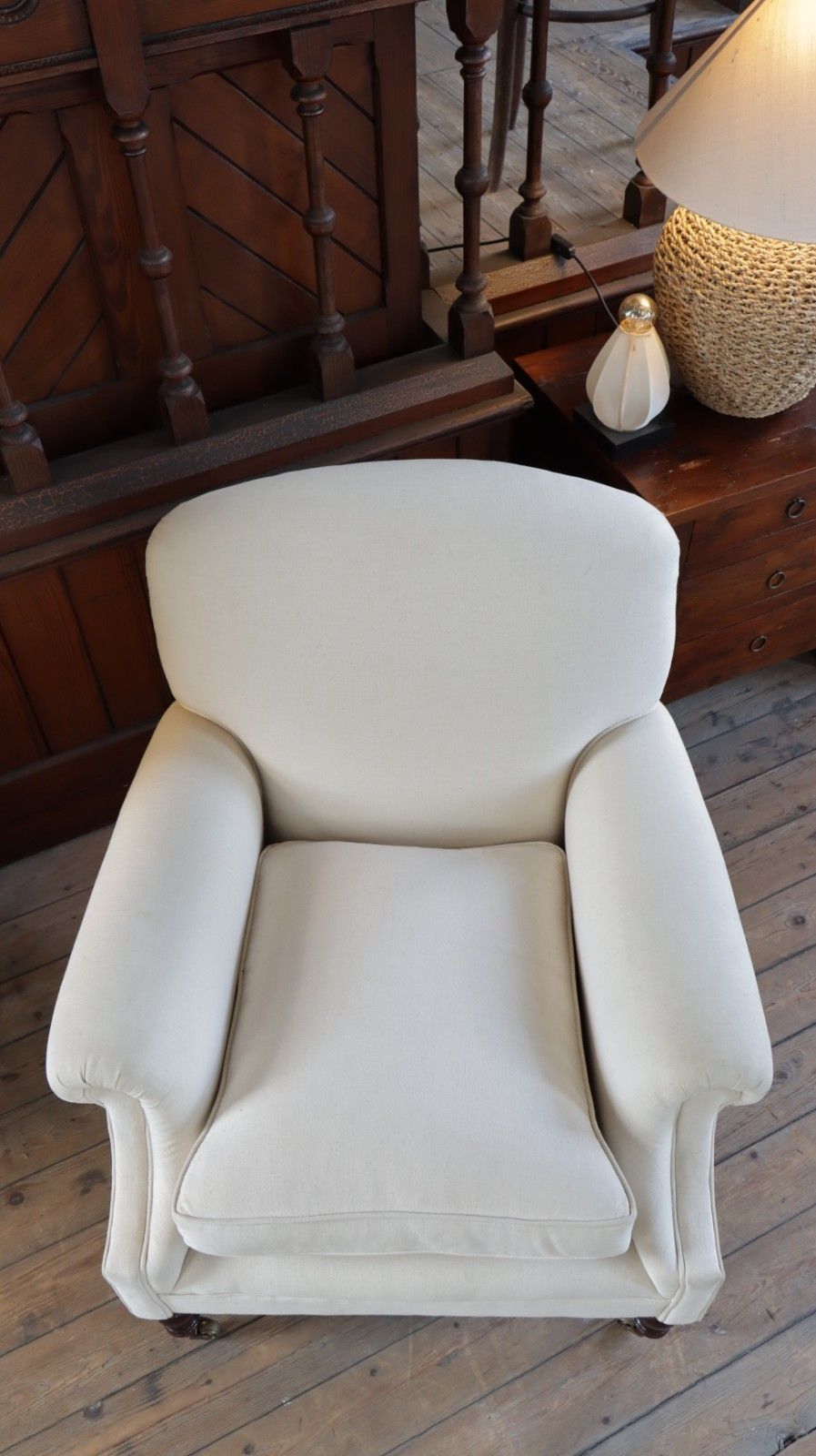 Stunning George Smith Dahl Chair Armchair With Seat Cushion Sand Linen Del 🚚 photo Furniture