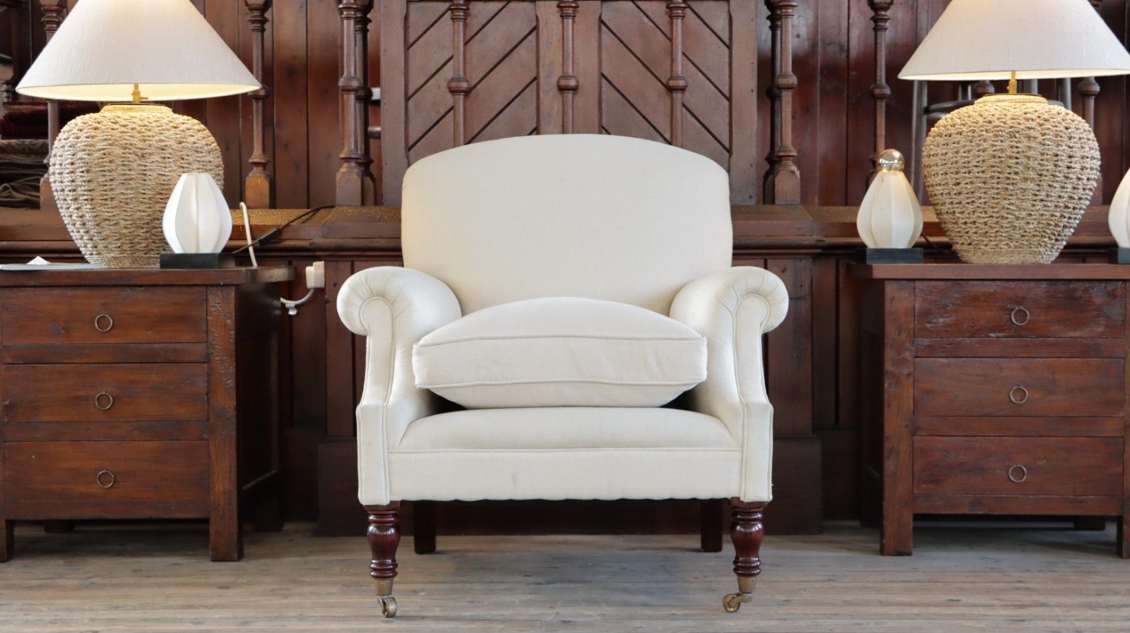 Stunning George Smith Dahl Chair Armchair With Seat Cushion Sand Linen Del 🚚 photo buy