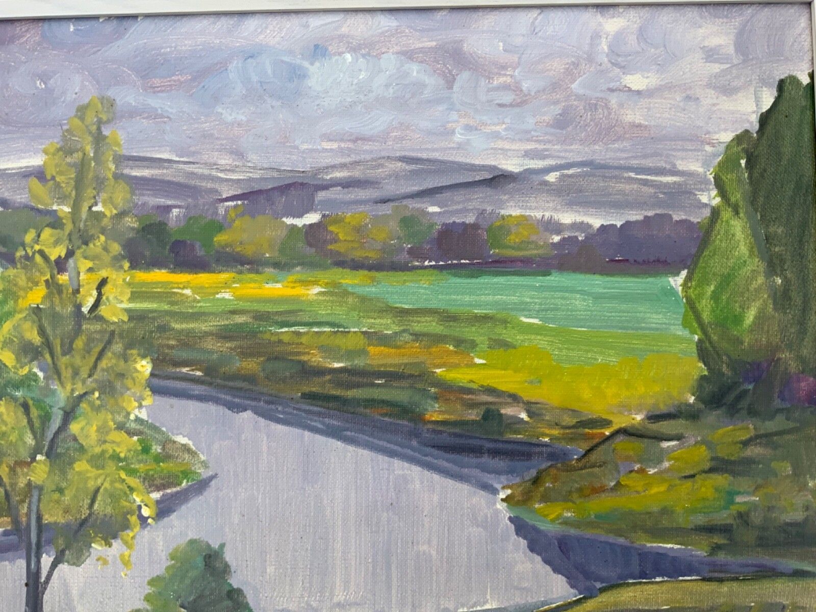 Mid 20th Century Impressionistic Landscape Oil Painting, Signed, Framed 1960s photo for sale