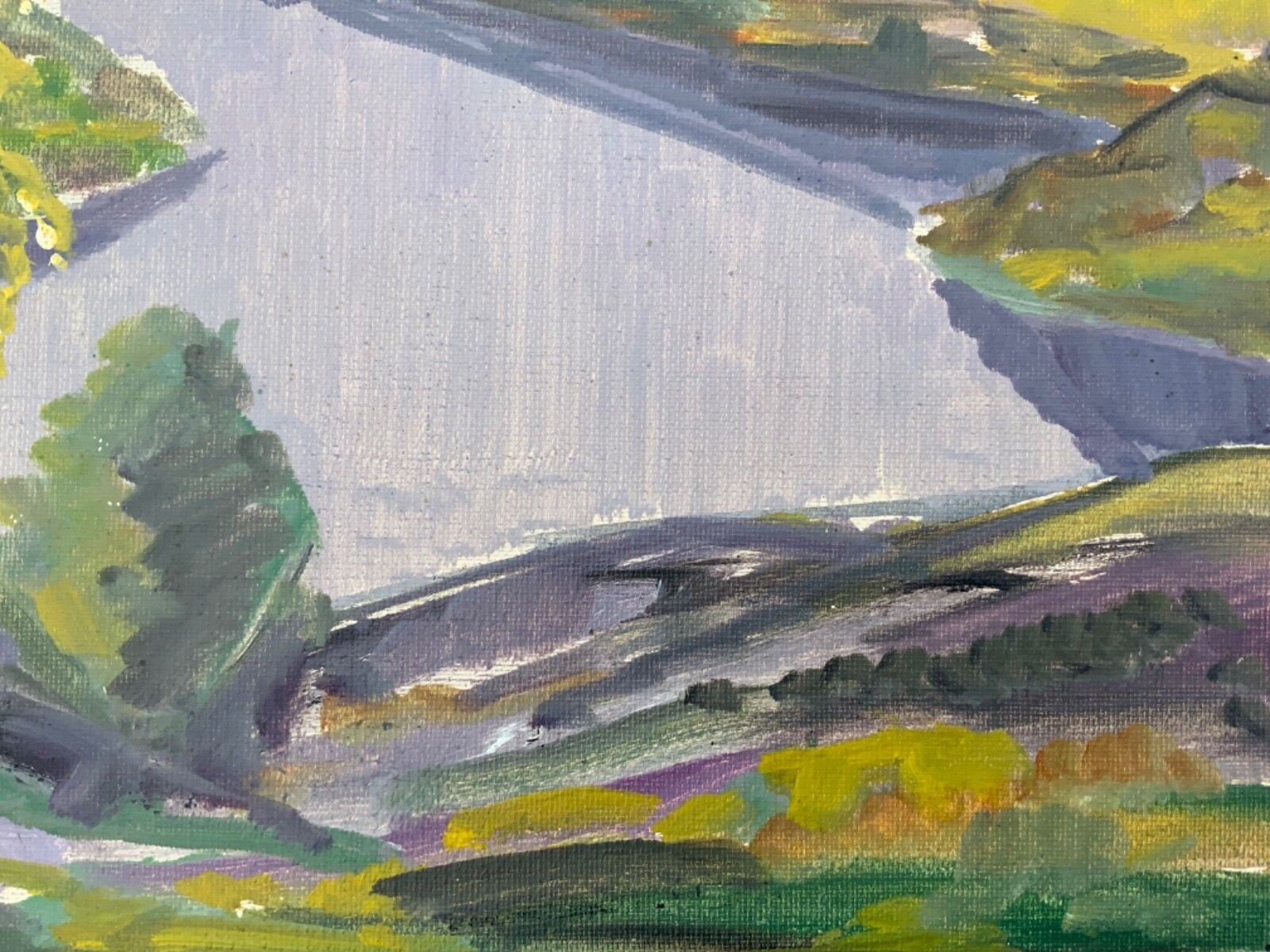 Mid 20th Century Impressionistic Landscape Oil Painting, Signed, Framed 1960s photo 90.0