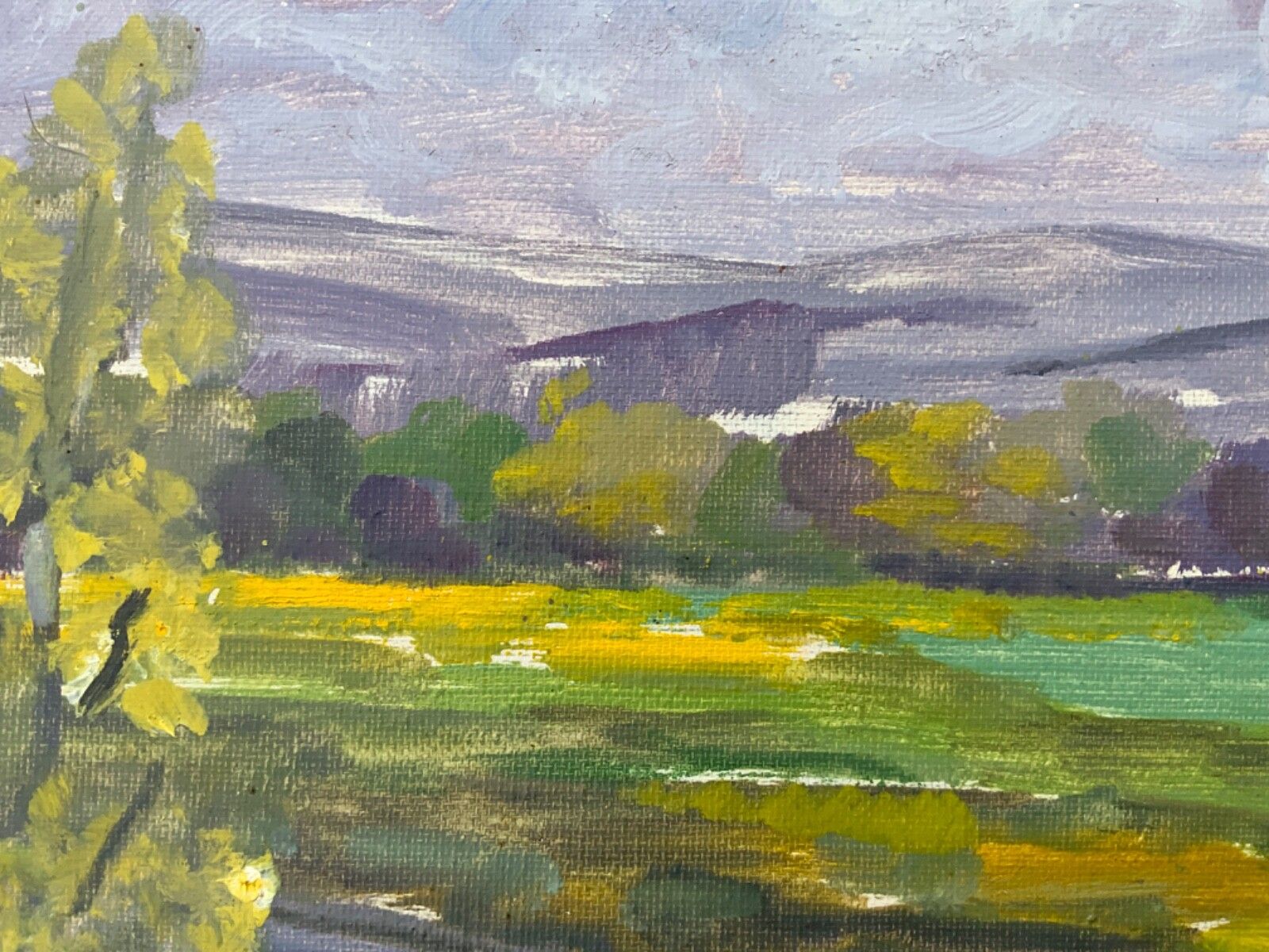 Mid 20th Century Impressionistic Landscape Oil Painting, Signed, Framed 1960s photo vinterior