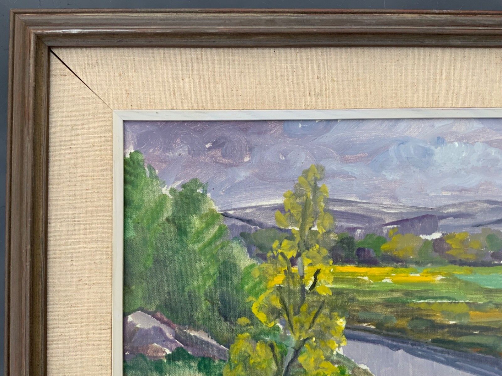 Art Mid 20th Century Impressionistic Landscape Oil Painting, Signed, Framed 1960s photo