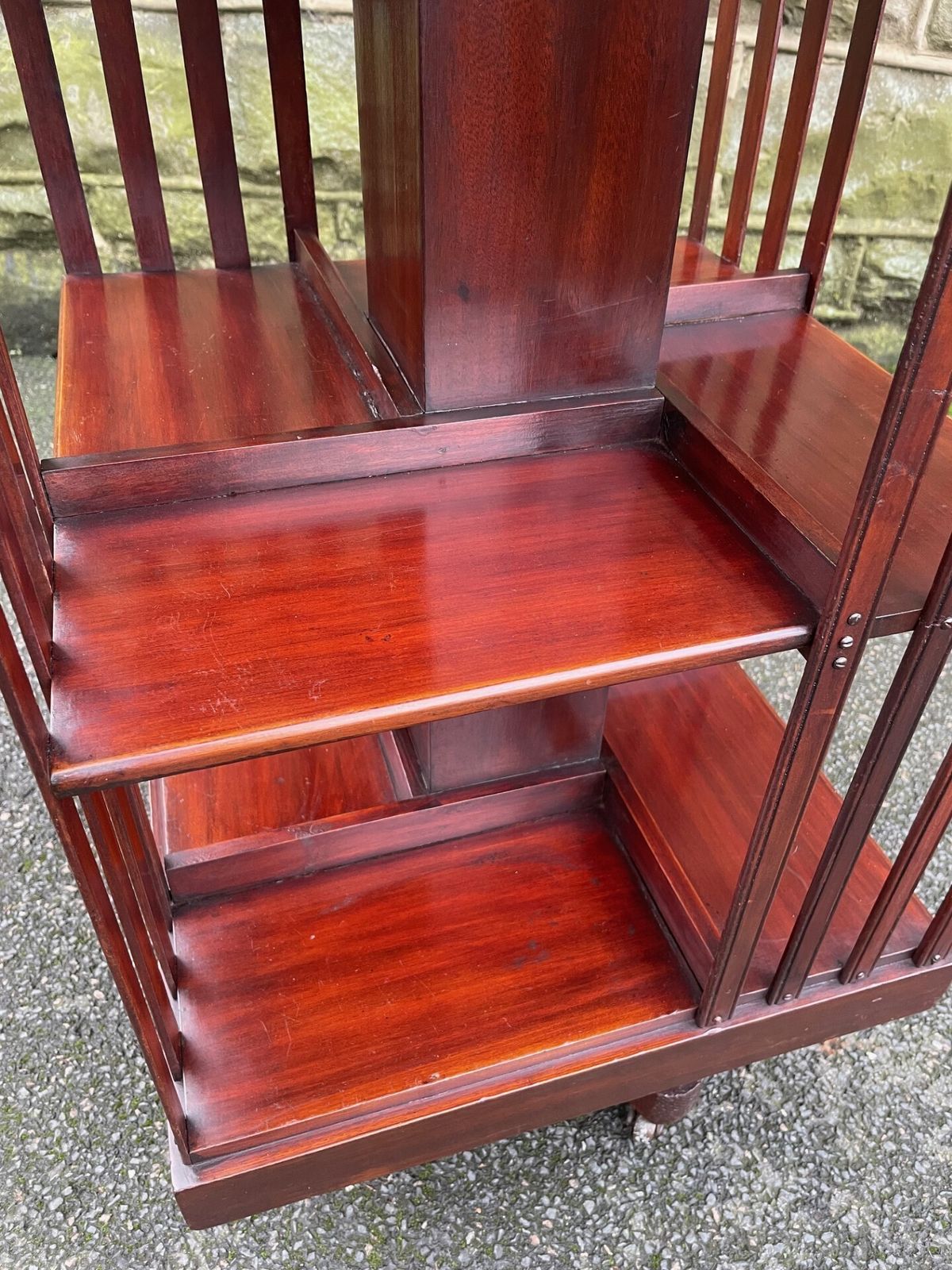 photo furniture Antique Inlaid Mahogany Revolving Library Bookcase
