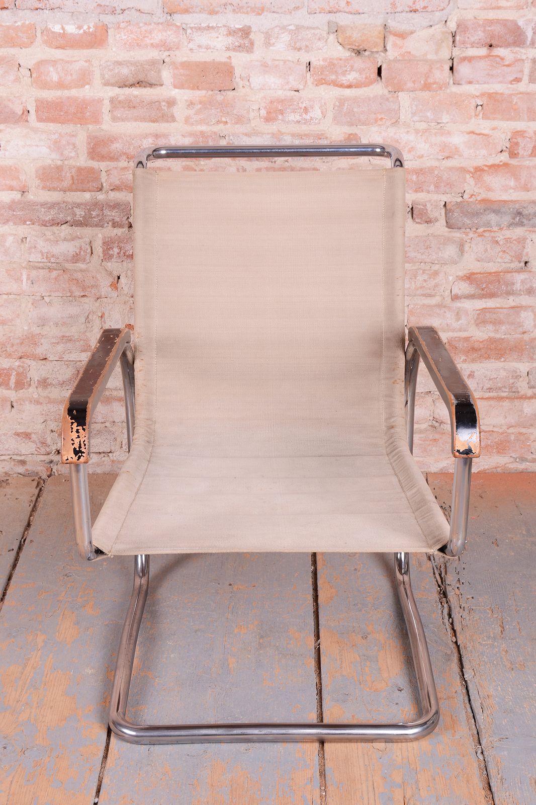 Original Bauhaus Armchair, By J. Halabala, Up Zavody, Chrome, Iron, Czech, 1920s photo Furniture