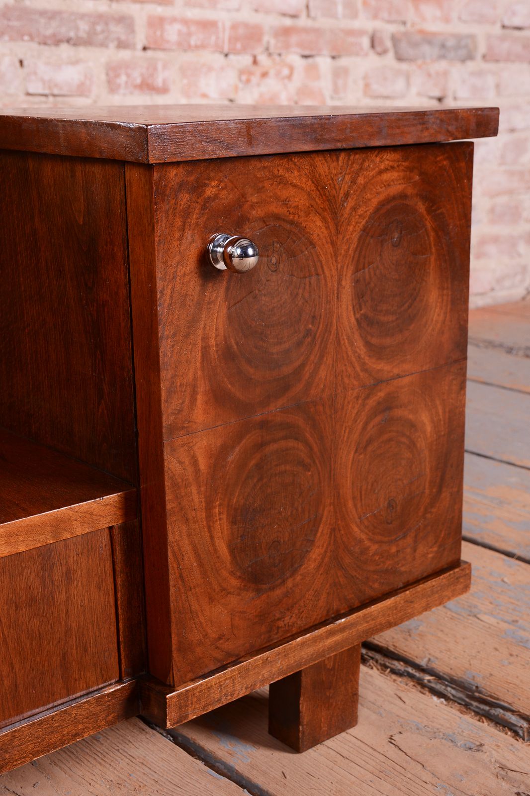 photo furniture Restored Art Deco Dressing Table, Walnut, Beveled Mirrored Glass, Czech, 1930s