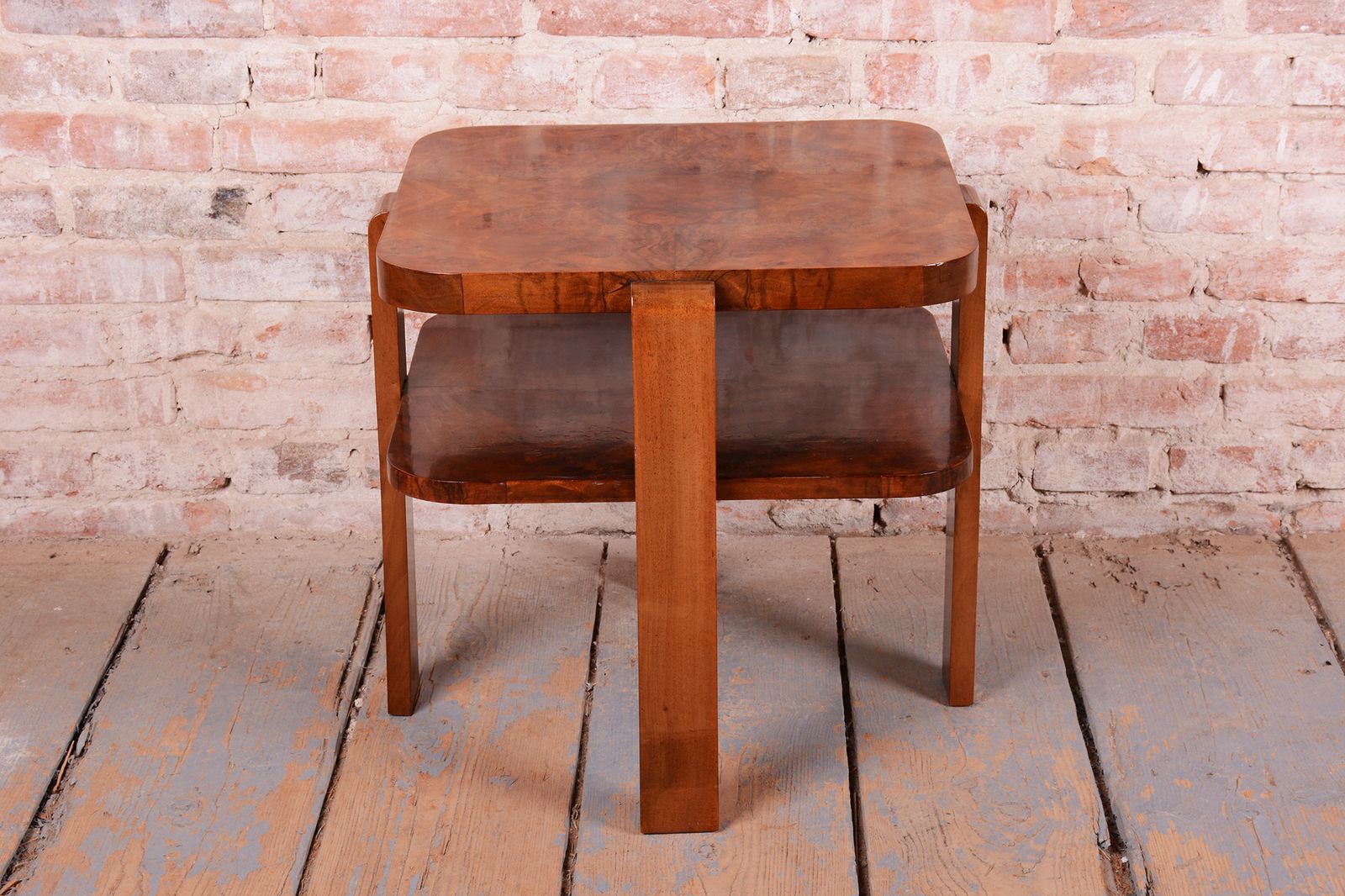 Restored Art Deco Coffee Table, Walnut, Revived Polish, Czech, 1930s photo for sale