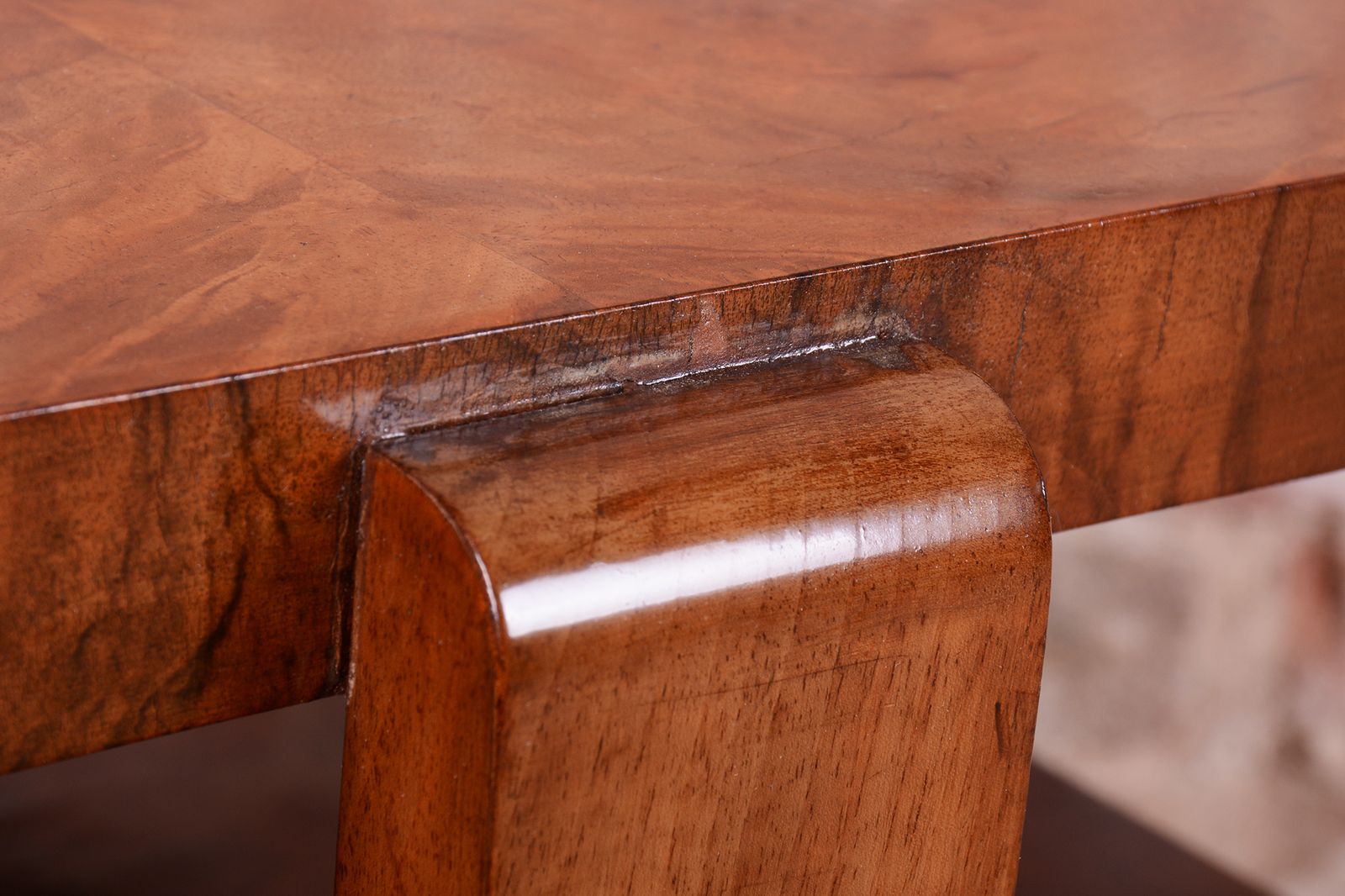 Restored Art Deco Coffee Table, Walnut, Revived Polish, Czech, 1930s photo vinterior