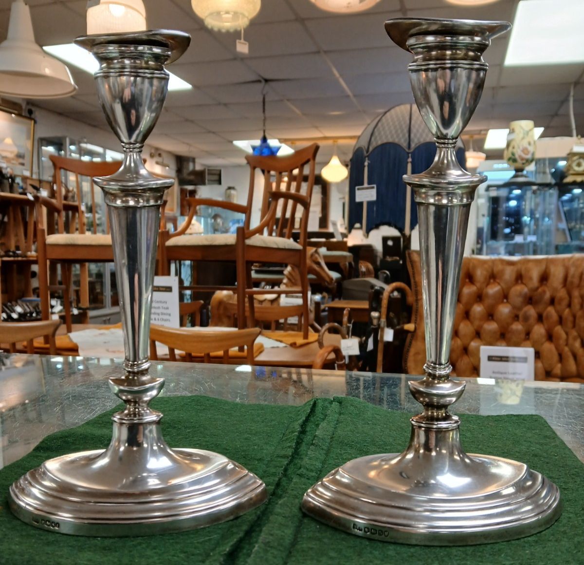 A Pair Of Antique 9 Inch Silver Candlesticks By Mappin & Webb 1935
