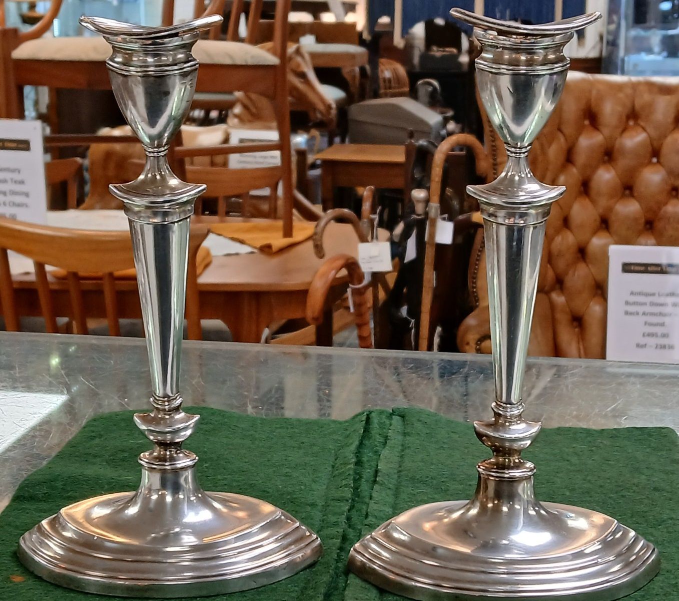 A Pair Of Antique 9 Inch Silver Candlesticks By Mappin & Webb 1935 photo vinterior
