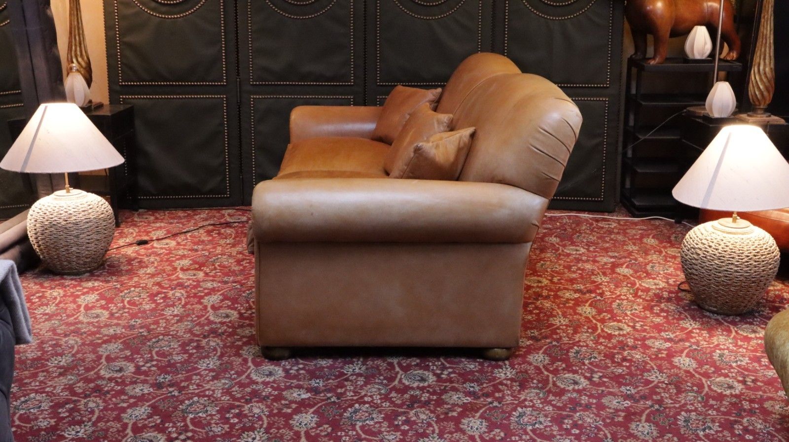 Stunning Bespoke Leather 3 Seater Club Sofa Tan Brown Rrp£6000 Delivery 🚚🚚 photo vinterior