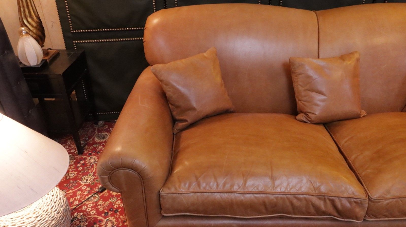 photo for sale Stunning Bespoke Leather 3 Seater Club Sofa Tan Brown Rrp£6000 Delivery 🚚🚚
